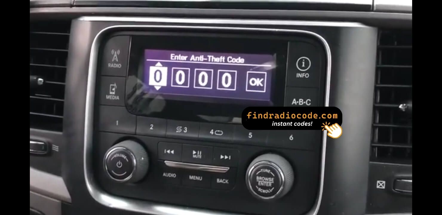 Uconnect 3.0 RA1 VP1 4 digit unlock code for this radio